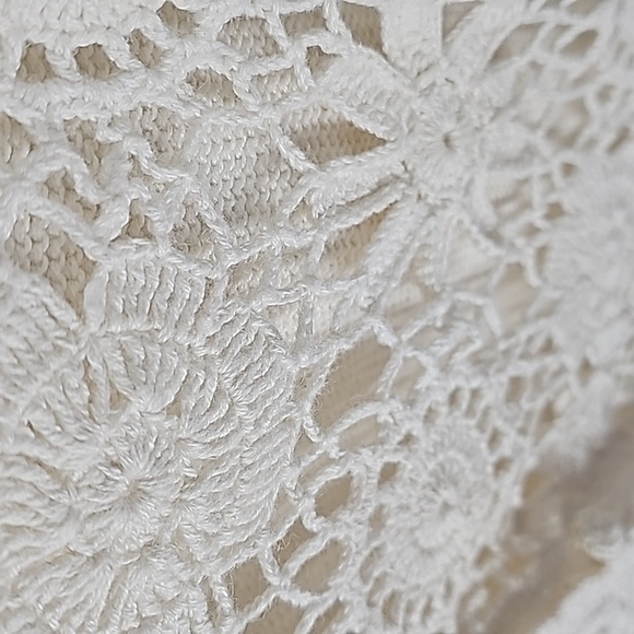 SMW Boho Crochet Cutout Open Knit High Low Sweater Vest w Solid Back - Picture 4 of 11